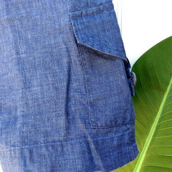 J.Jill Blue 100% Linen Cargo Shorts Size 6P Casual Mid Rise Pockets Women's - Picture 4 of 7